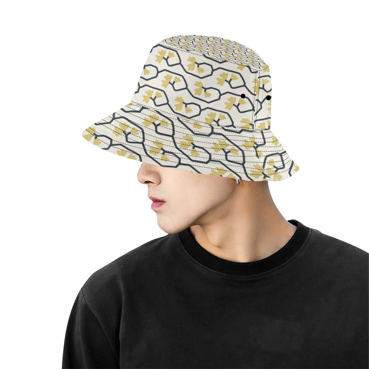 Geo Flower All Over Print Bucket Hat for Men