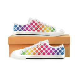 Rainbow Polka Dots Low Top Canvas Shoes for Kid (Model 018)