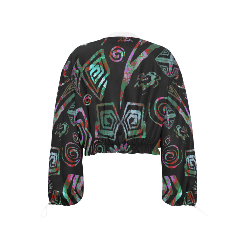 Tribal pattern Cropped Chiffon Jacket for Women (Model H30)
