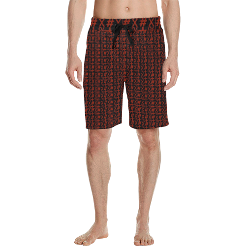 NUMBERS Collection Symbols Red Men's All Over Print Casual Shorts (Model L23)