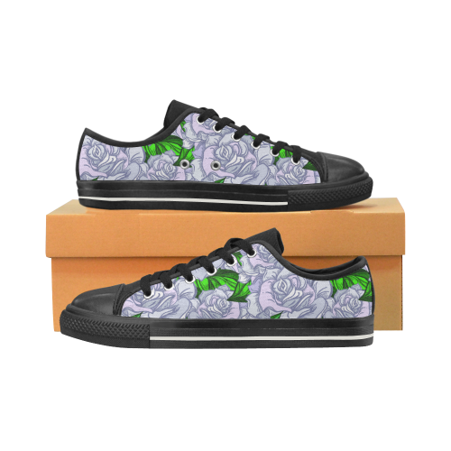 Nude Green Roses Pattern Women's Classic Canvas Shoes (Model 018)
