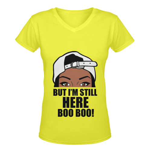 Still Here Boo Boo Yellow Women's Deep V-neck T-shirt (Model T19)