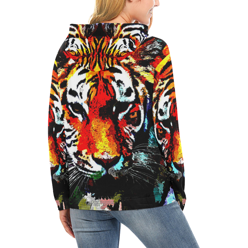 TIGER 12 All Over Print Hoodie for Women (USA Size) (Model H13)