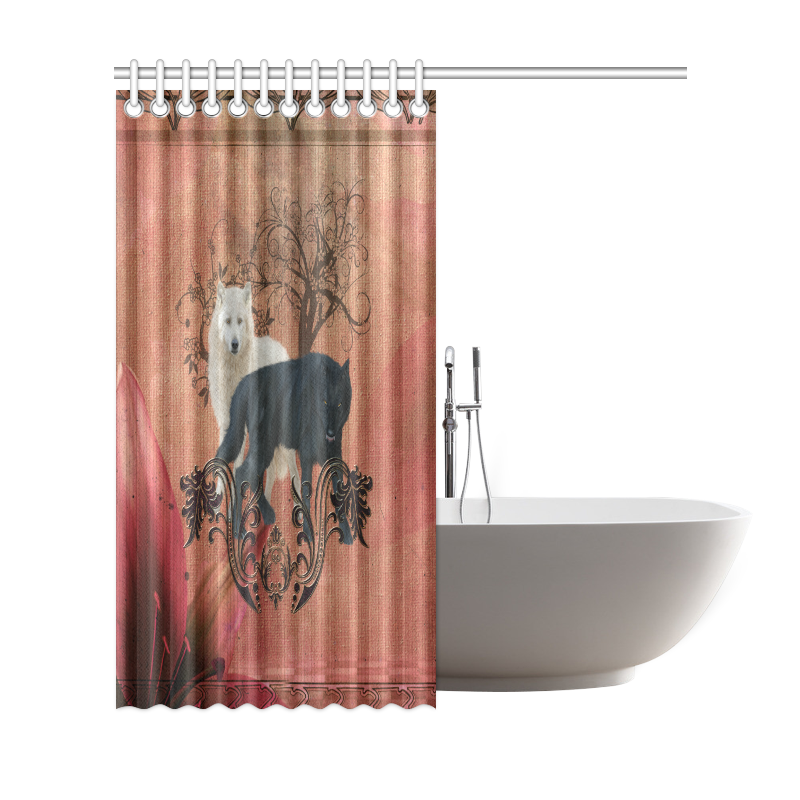 Awesome black and white wolf Shower Curtain 69"x72"