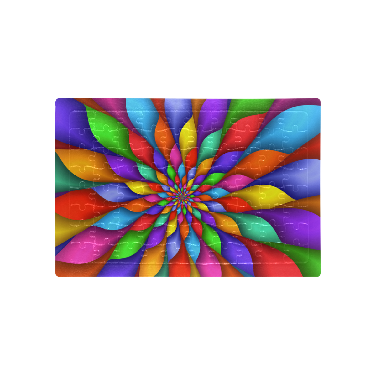 Psychedelic Rainbow Petal Spiral Puzzle A4 Size Jigsaw Puzzle (Set of 80 Pieces)