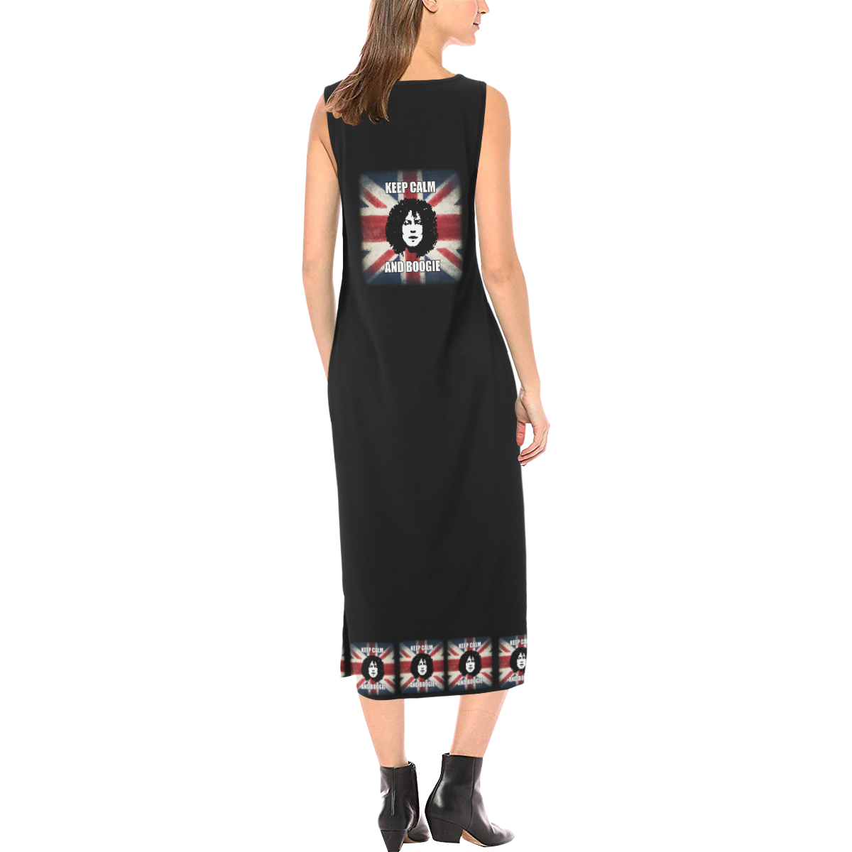 KEEP CALM AND BOOGIE SLEEVELESS DRESS 3 Phaedra Sleeveless Open Fork Long Dress (Model D08)