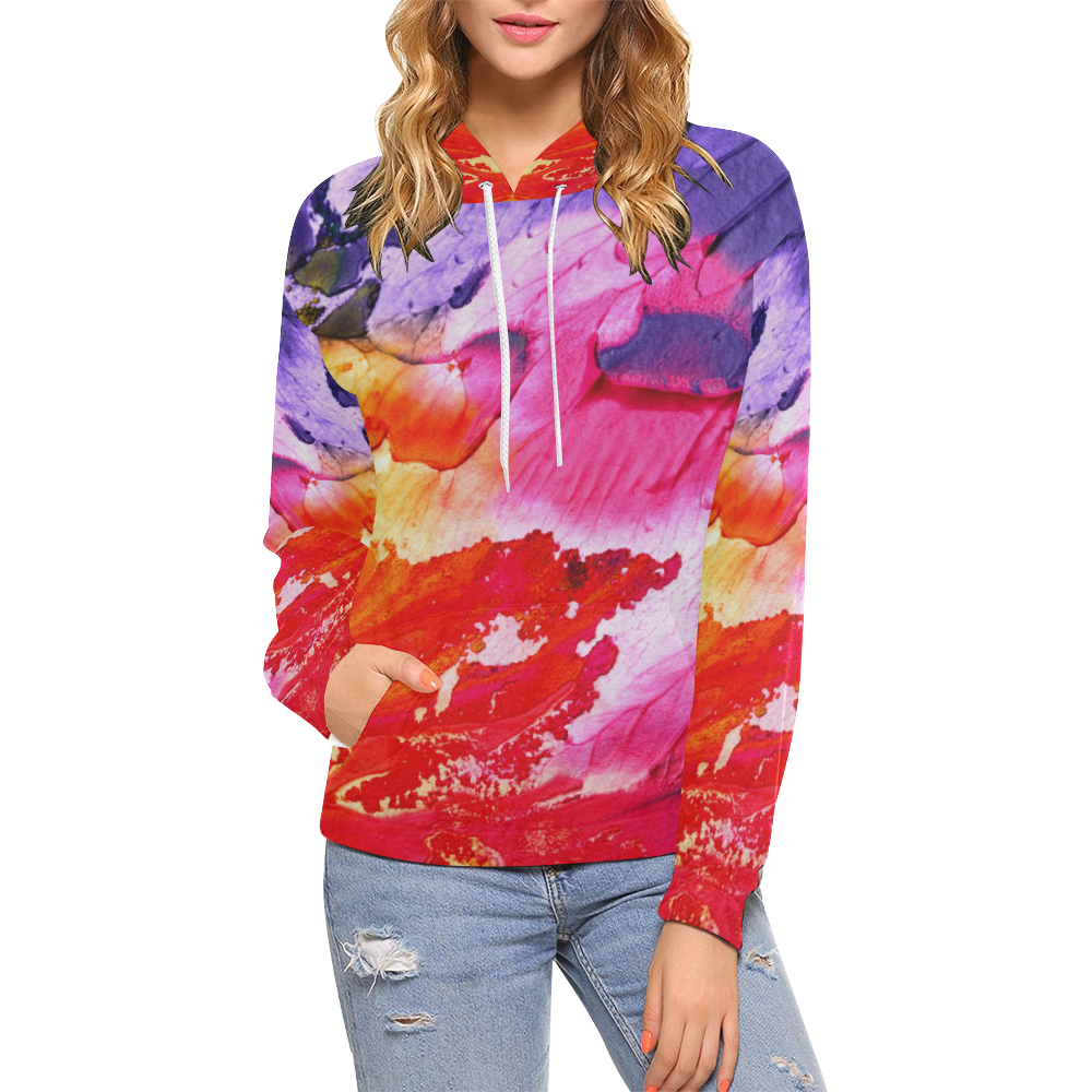 Red purple paint All Over Print Hoodie for Women (USA Size) (Model H13)