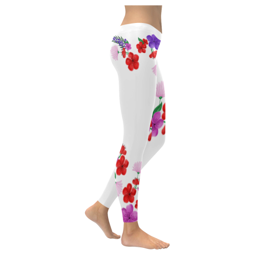BUNCH OF FLOWERS Women's Low Rise Leggings (Invisible Stitch) (Model L05)