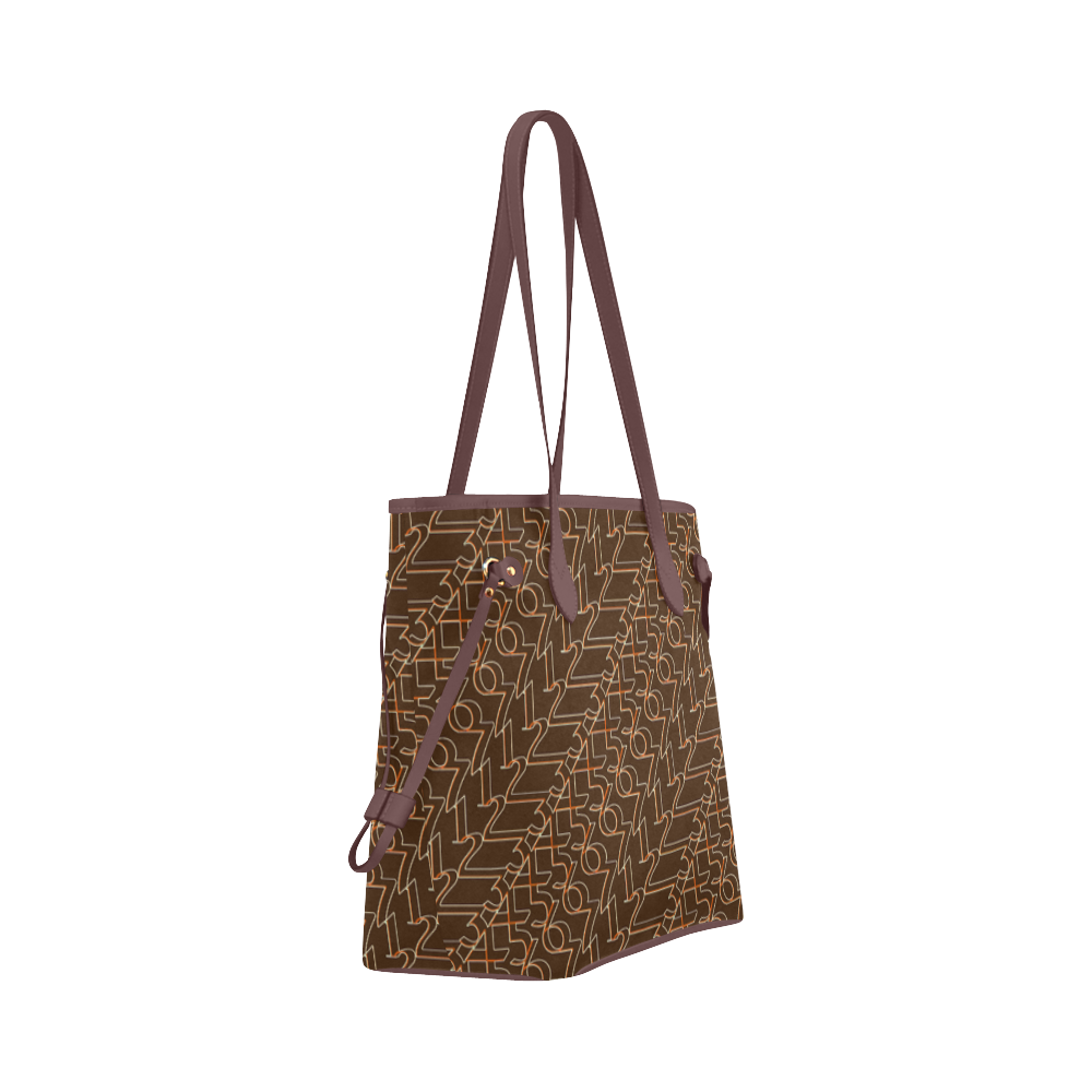 NUMBERS Collection 1234567 Chocolate/Saddle Brown Clover Canvas Tote Bag (Model 1661)