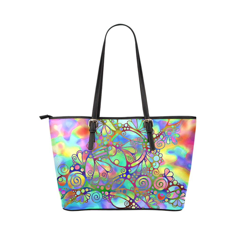 Sketching Art - Power Ornaments 2 Leather Tote Bag/Small (Model 1651)