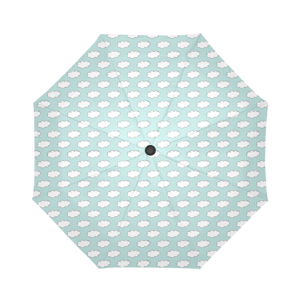Clouds with Polka Dots on Bleached Coral Auto-Foldable Umbrella (Model U04)