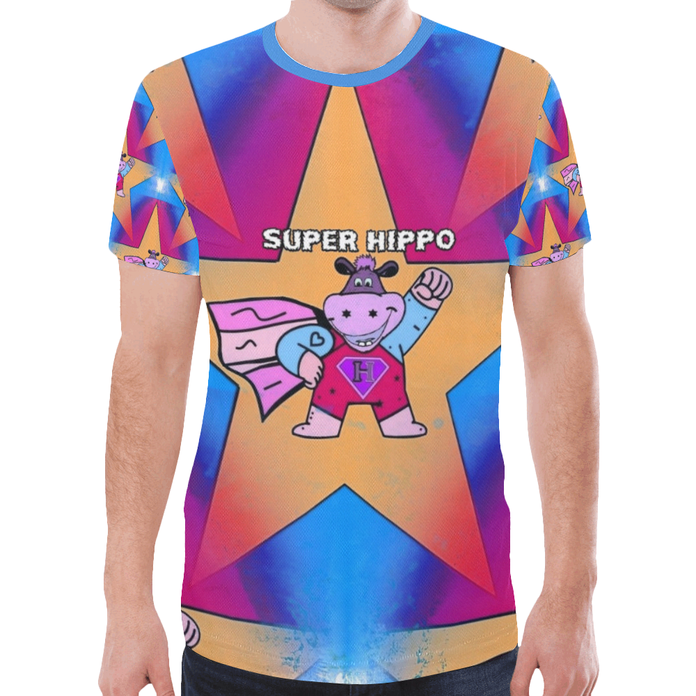 Super Hippo Popart by Nico Bielow New All Over Print T-shirt for Men (Model T45)
