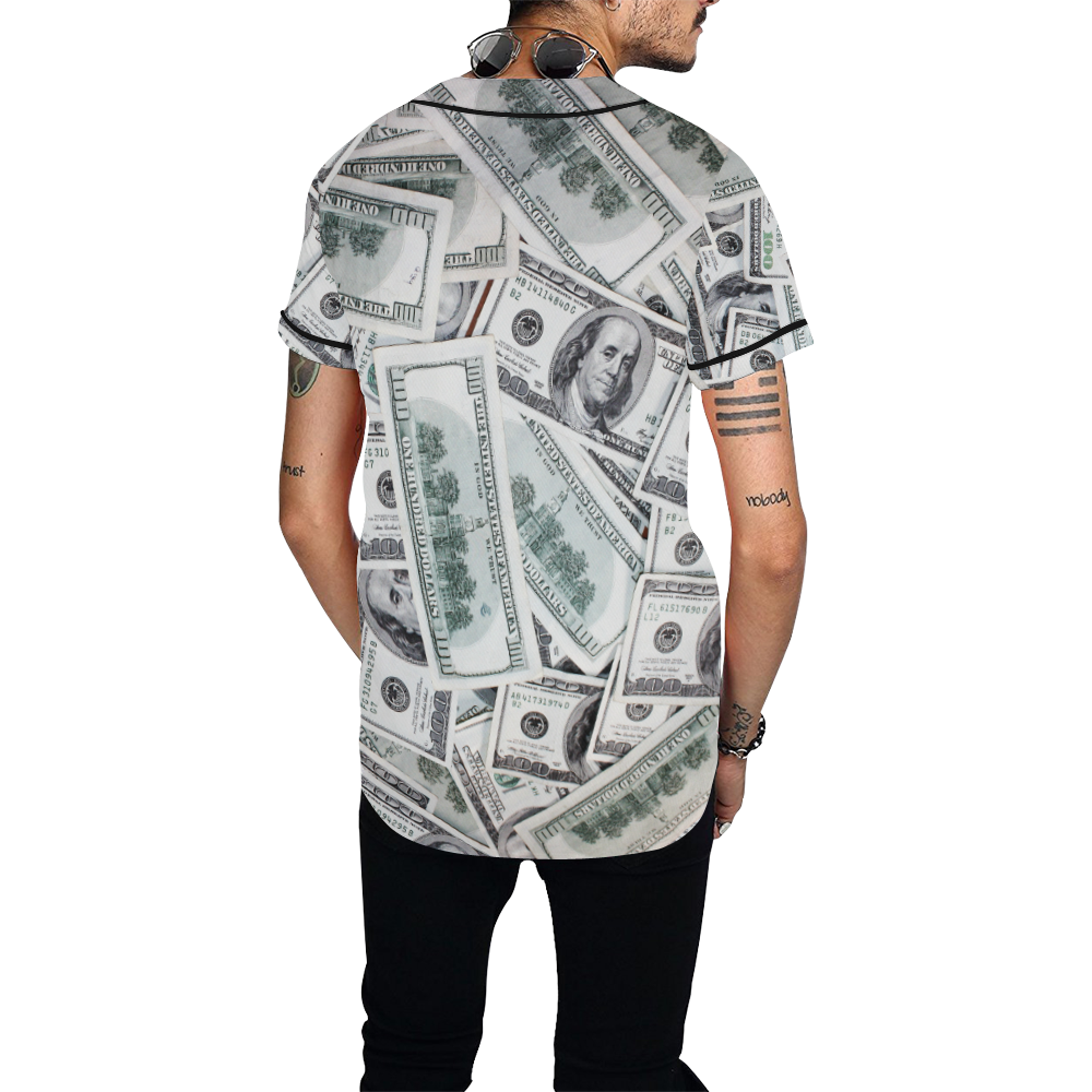 Cash Money / Hundred Dollar Bills All Over Print Baseball Jersey for Men (Model T50)