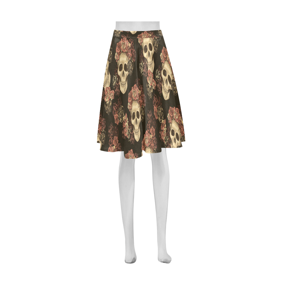 Skull and Rose Pattern Athena Women's Short Skirt (Model D15)