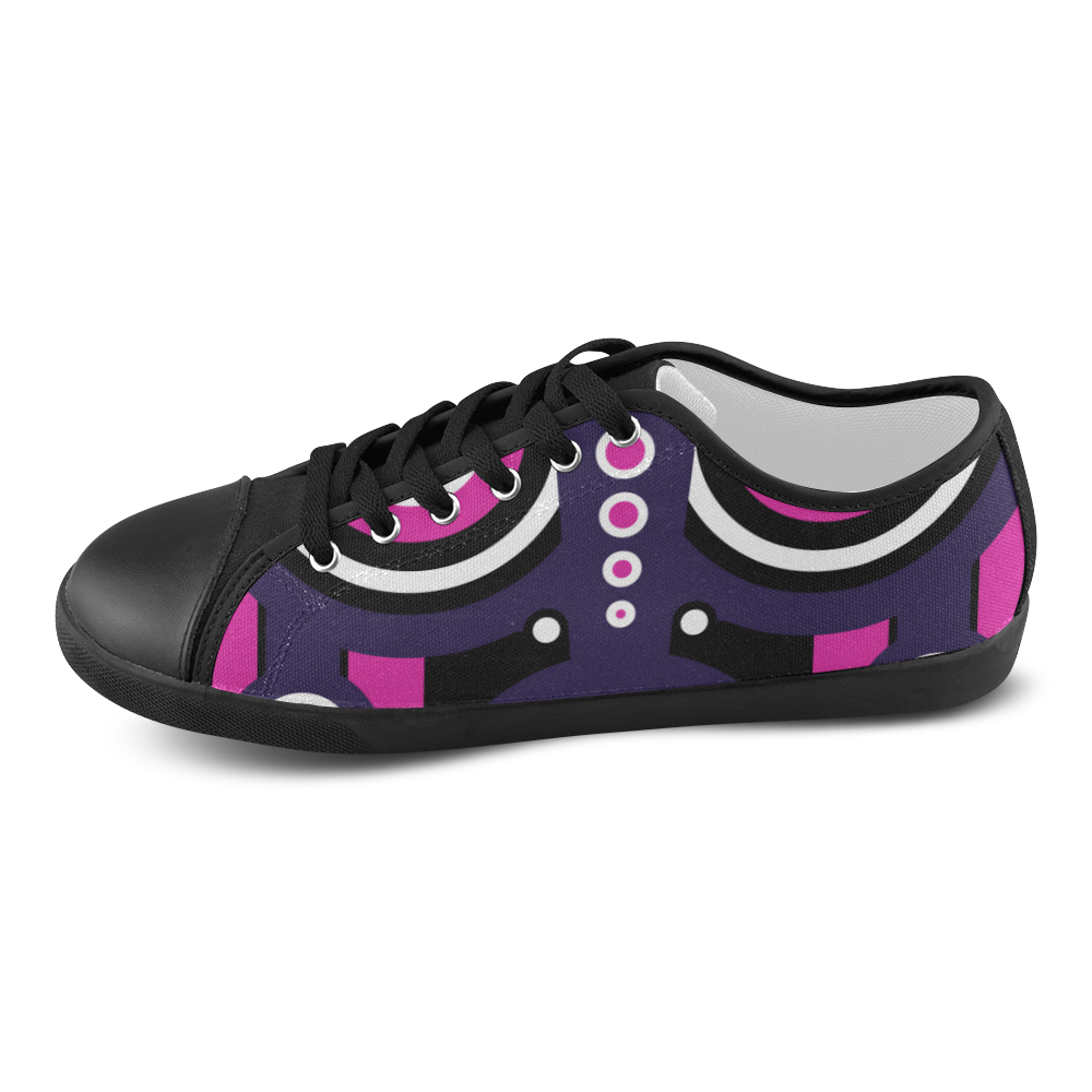 Pink Purple Tiki Tribal Canvas Shoes for Women/Large Size (Model 016)
