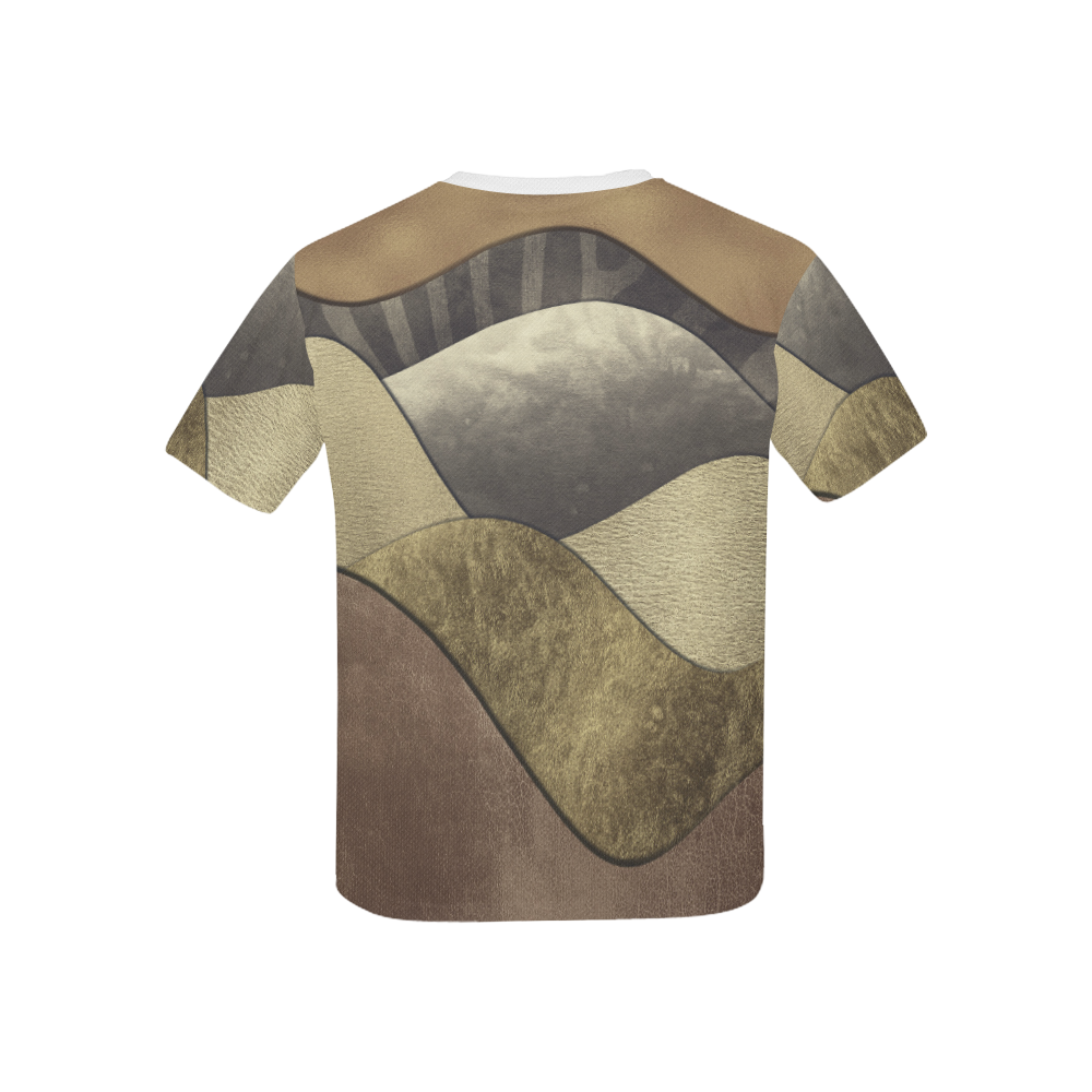 sun space #modern #art Kids' Mesh Cloth T-Shirt with Solid Color Neck (Model T40)