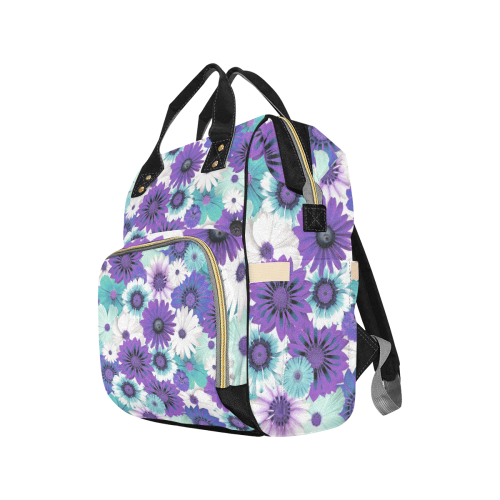 Spring Time Flowers 6 Multi-Function Diaper Backpack/Diaper Bag (Model 1688)