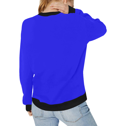BLUE Women's Rib Cuff Crew Neck Sweatshirt (Model H34)