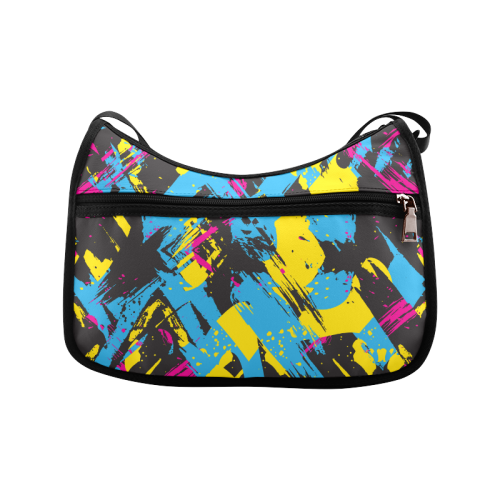 Colorful paint stokes on a black background Crossbody Bags (Model 1616)