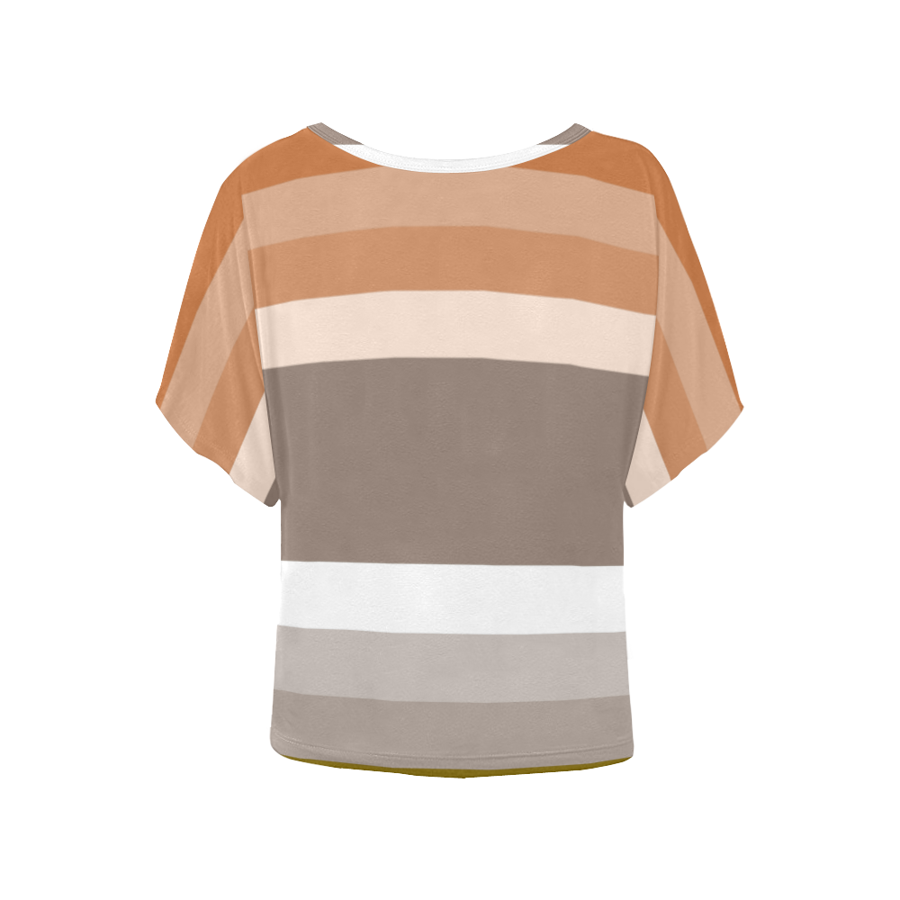 Earth Tones Women's Batwing-Sleeved Blouse T shirt (Model T44)
