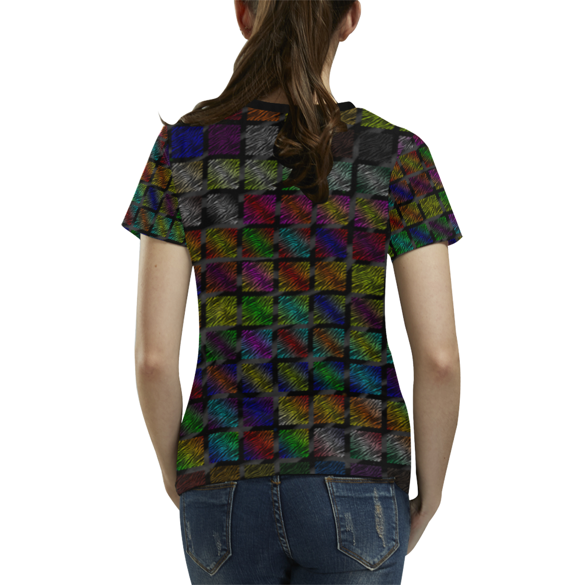 Ripped SpaceTime Stripes Collection All Over Print T-shirt for Women/Large Size (USA Size) (Model T40)
