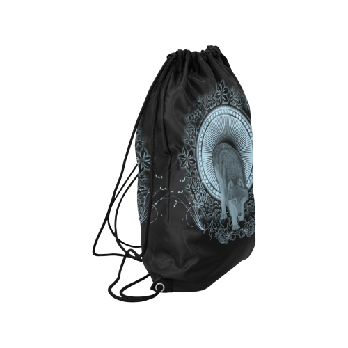 Wolf in black and blue Medium Drawstring Bag Model 1604 (Twin Sides) 13.8"(W) * 18.1"(H)