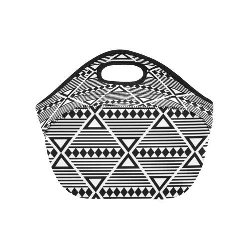 Black Aztec Tribal Neoprene Lunch Bag/Small (Model 1669)