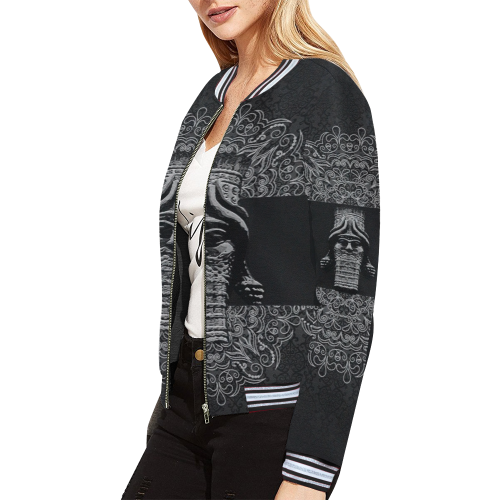 Ancient Lamassu All Over Print Bomber Jacket for Women (Model H21)