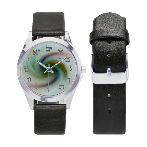vortex Unisex Silver-Tone Round Leather Watch (Model 216)