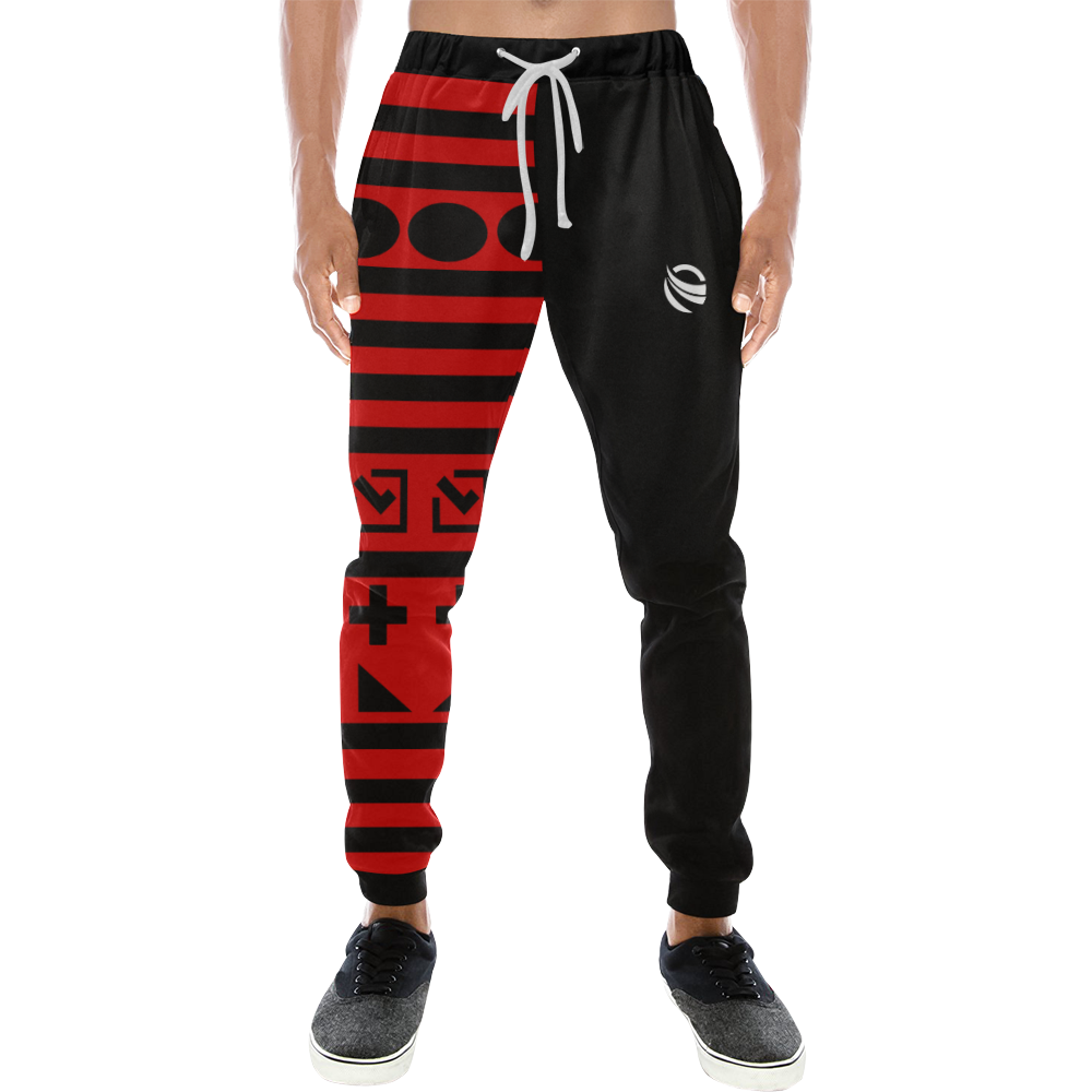 Lamonki red pattern black Men's All Over Print Sweatpants (Model L11)