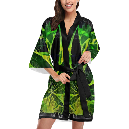 Acid Leaf (Black) Kimono Robe