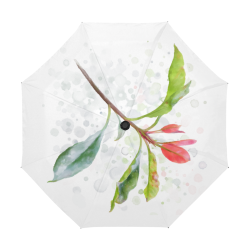 3 colors leaves, red blue green. Floral watercolor Anti-UV Auto-Foldable Umbrella (U09)
