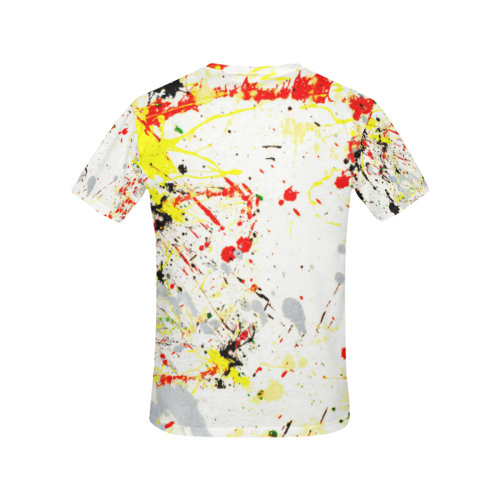 Black, Red, Yellow Paint Splatter All Over Print T-Shirt for Women (USA Size) (Model T40)
