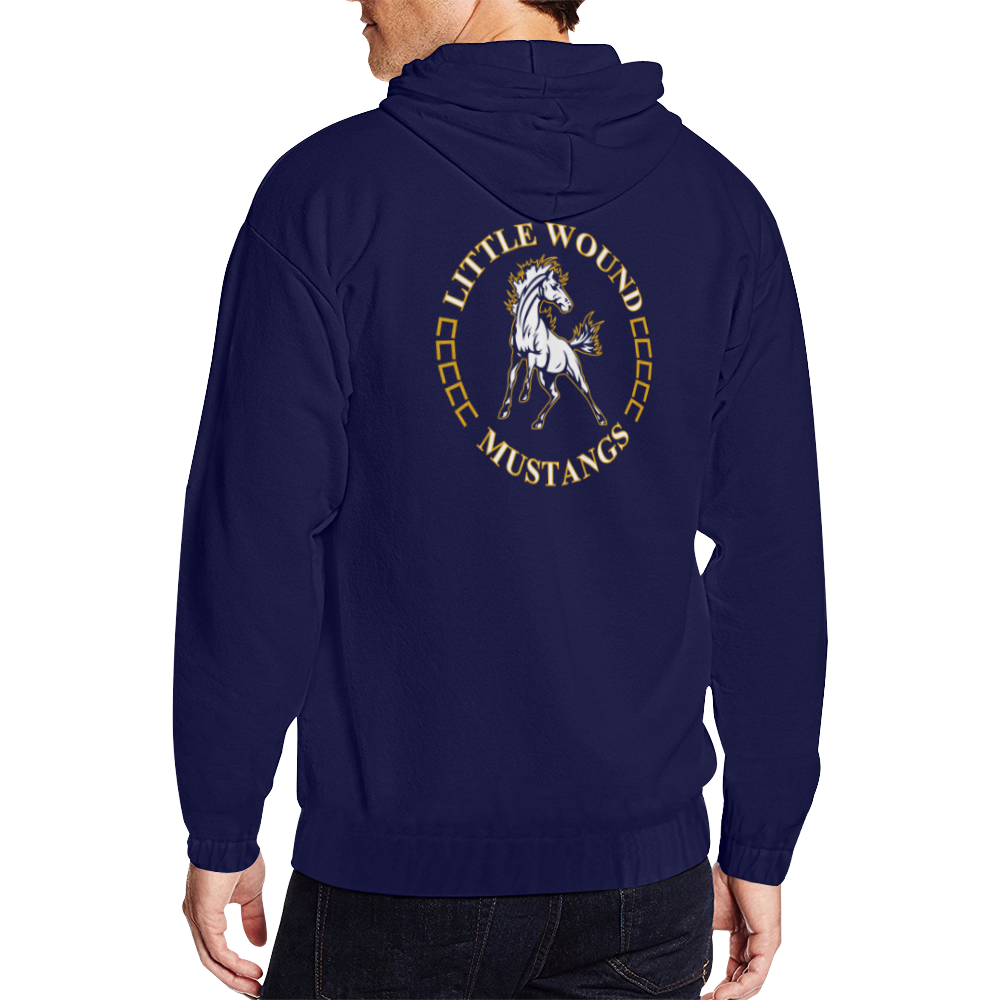 Little Wound Mustangs Young Bear All Over Print Full Zip Hoodie for Men (Model H14)