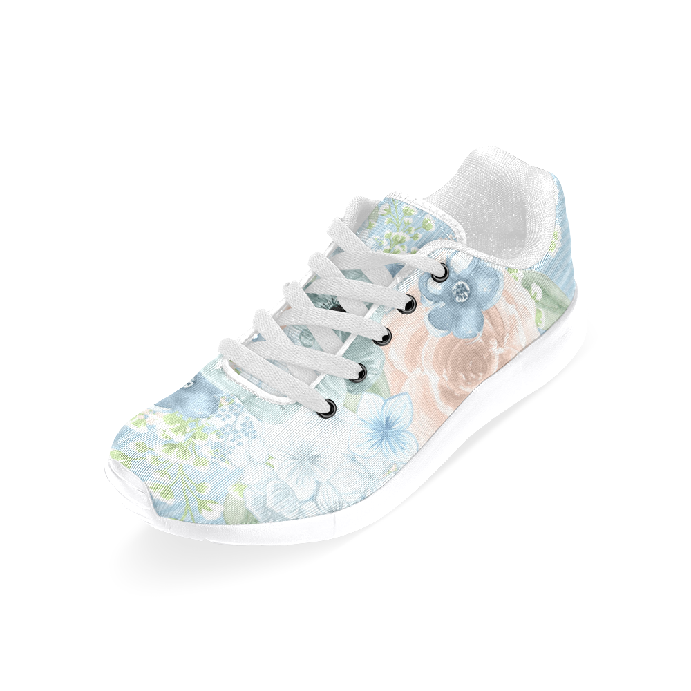 Floral Flower Shoes, Sweet Pastel Flower Women’s Running Shoes (Model 020)