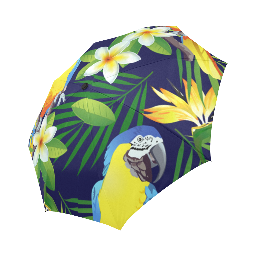 Macaws And Tropical Flowers Auto-Foldable Umbrella (Model U04)