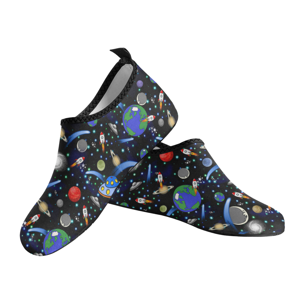 Galaxy Universe - Planets, Stars, Comets, Rockets Men's Slip-On Water Shoes (Model 056)