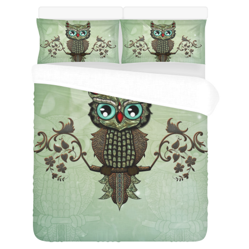Wonderful owl, diamonds 3-Piece Bedding Set