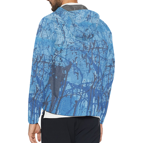 Blue splatters Unisex All Over Print Windbreaker (Model H23)