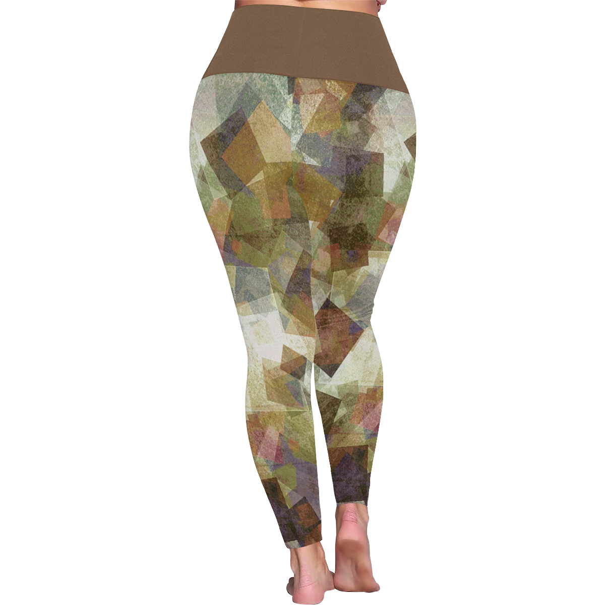 abstract squares Women's Plus Size High Waist Leggings (Model L44)