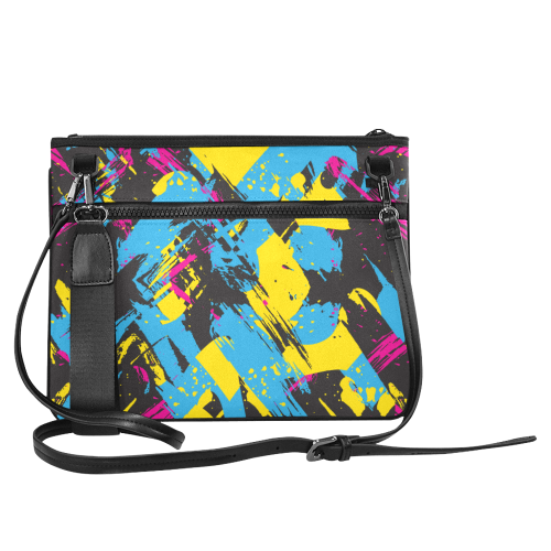 Colorful paint stokes on a black background Slim Clutch Bag (Model 1668)
