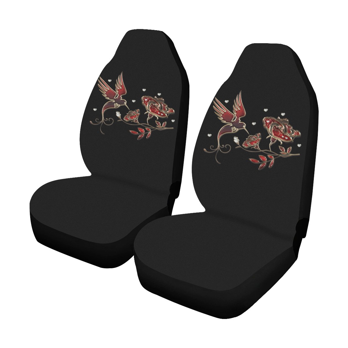 Ruby Jewel Hummingbird Flower Car Seat Covers (Set of 2)