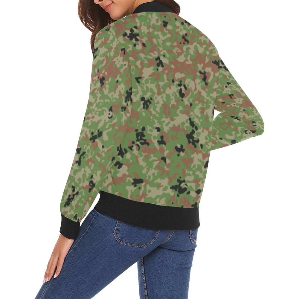 Japanese 1991 jietai camouflage All Over Print Bomber Jacket for Women (Model H19)