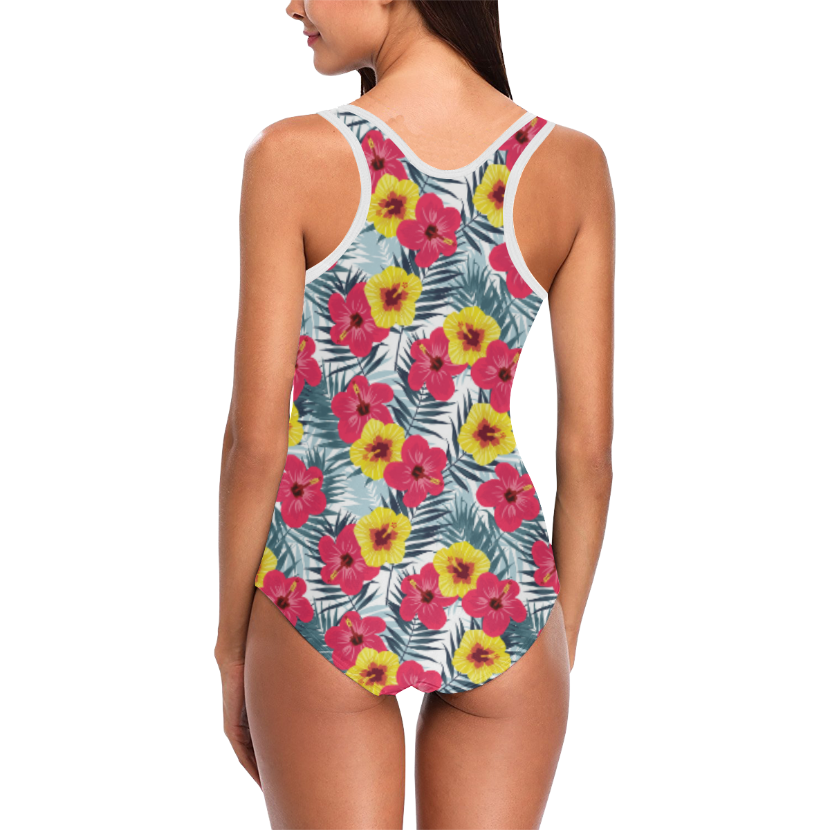 Gumamela Tropical Vest One Piece Swimsuit (Model S04)