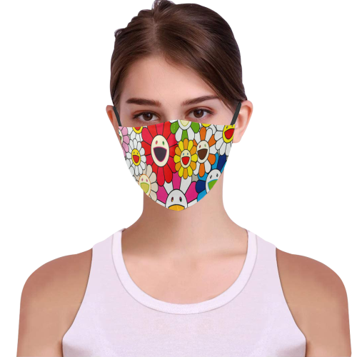 Happy Flowers 3D Mouth Mask with Drawstring (Pack of 3) (Model M04)