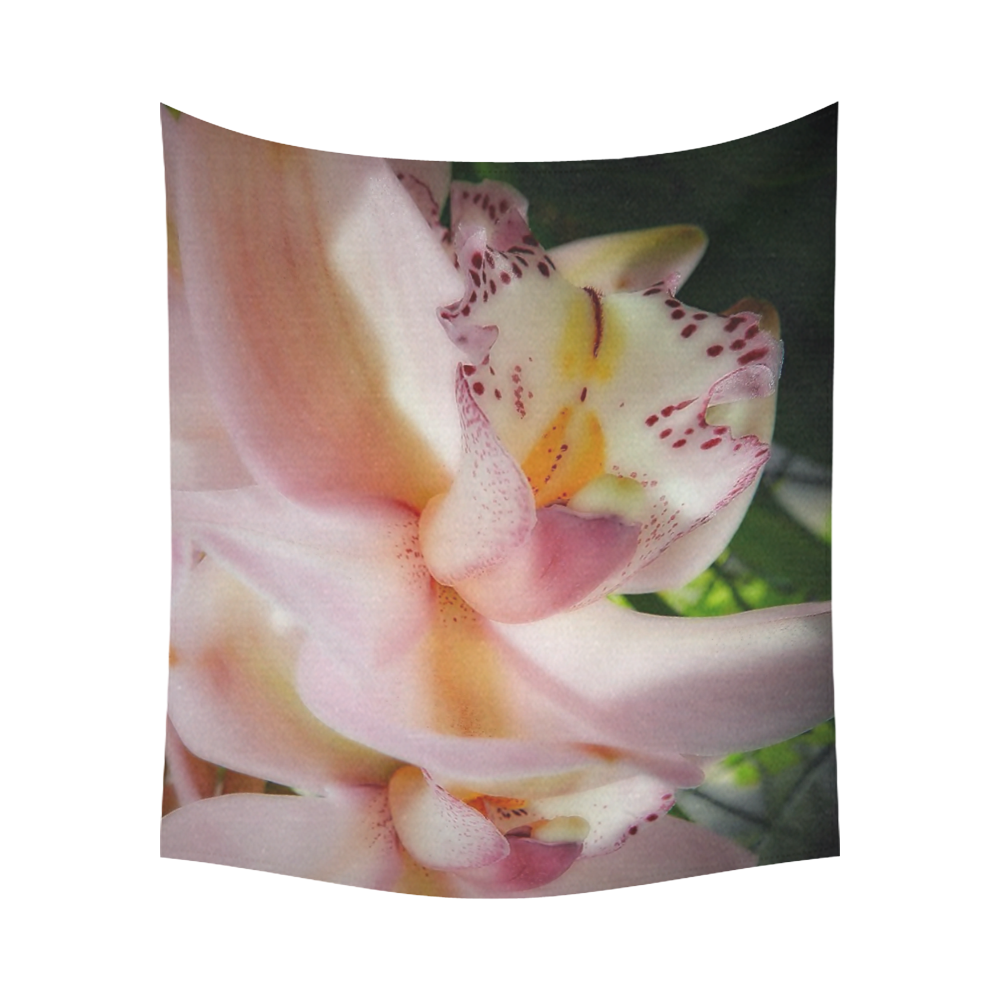 pink orchid Cotton Linen Wall Tapestry 60"x 51"