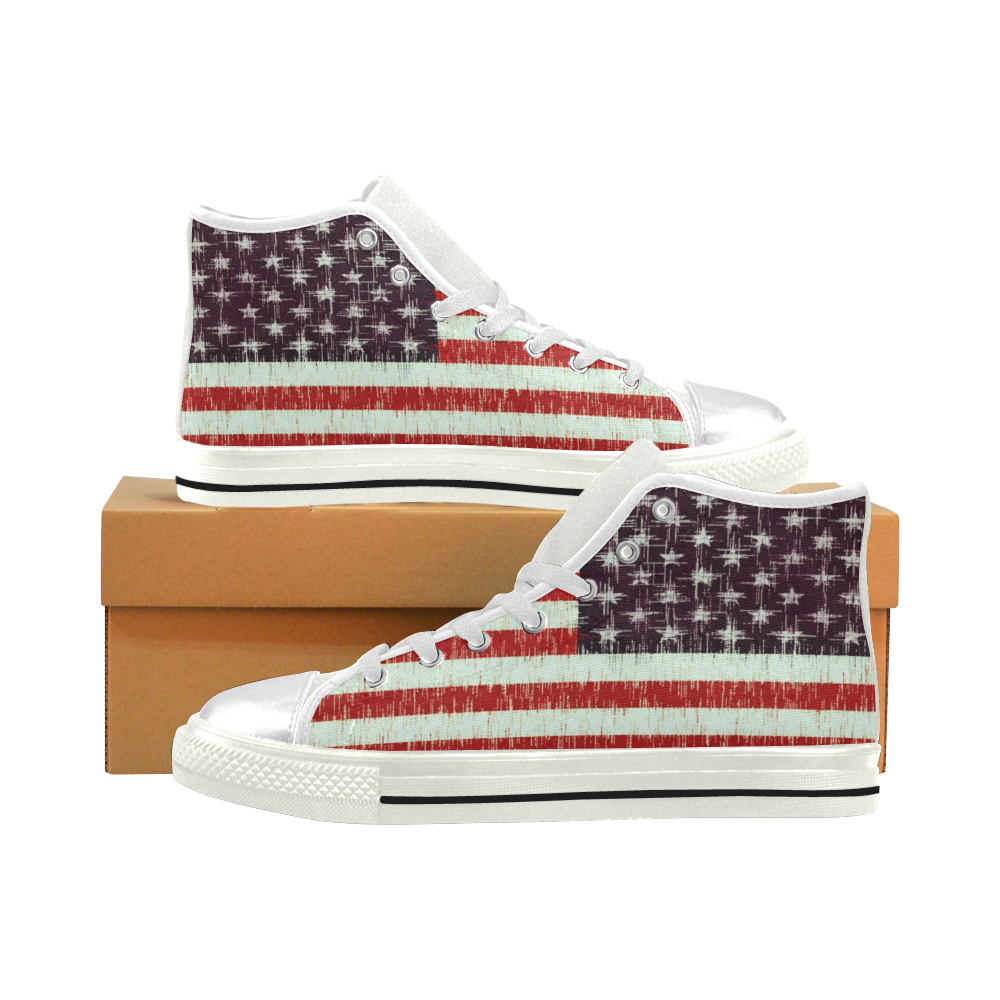Ameican Flag Design By Me by Doris Clay-Kersey Women's Classic High Top Canvas Shoes (Model 017)