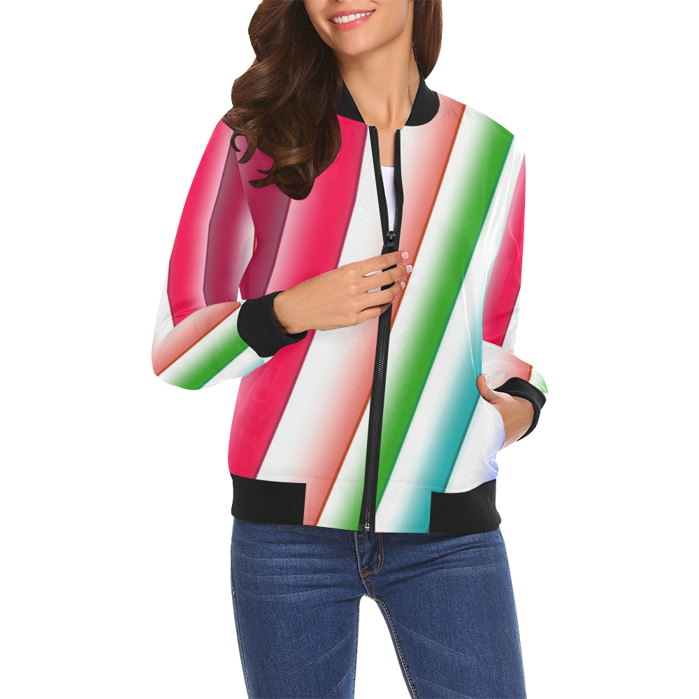 Happy Day All Over Print Bomber Jacket for Women (Model H19)