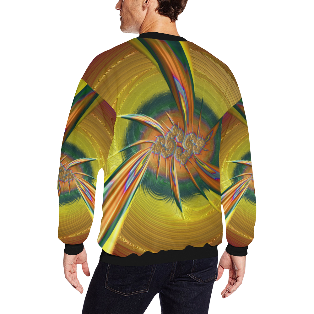 Rainbow Tropical Cyclone Winds Fractal Abstract All Over Print Crewneck Sweatshirt for Men/Large (Model H18)