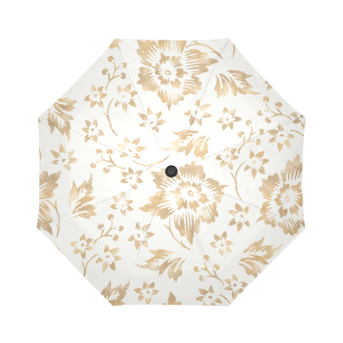 Gold Floral Umbrella Auto-Foldable Umbrella (Model U04)